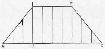 Fig. 71.   Diagram for Finding Lengths and Bevels of Jacks on Front Side of Plan, Fig. 70.
