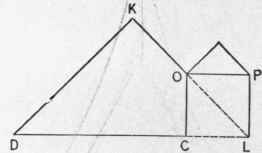 Fig. 90.   Diagram showing Starting Point of Valley between Gables Joining Diagonally.