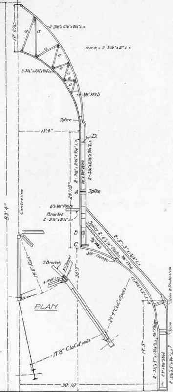 Fig. 199.   Detail of Steel Frame, Church at Troy, Ohio.