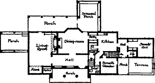 First floor plan, the home of Howard Van Doren Shaw.