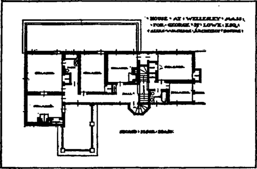 Second floor plan, the home of George H. Lowe, Wellesley, Mass.
