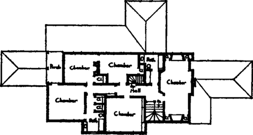 Second floor plan, the home of Howard Van Doren Shaw.