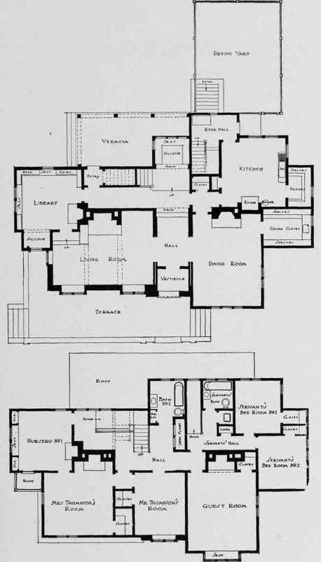 FIRST AND SECOND STORY PLANS OF HOUSE FOR MR. C. M. THOMPSON, CAMBRIDGE, MASS.