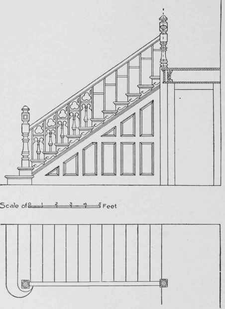 Fig. 44. Elevation and Plan of Stair with Bullnose Tread.