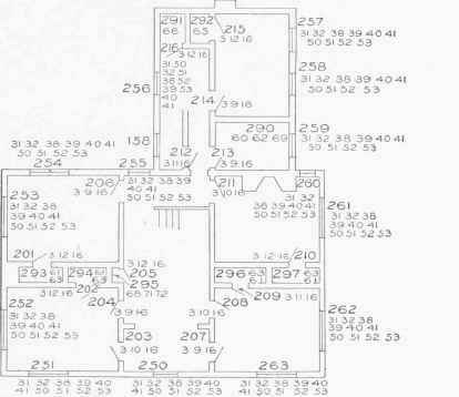 Fig. 70. Second Floor Plan, with Hardware Items Indicated