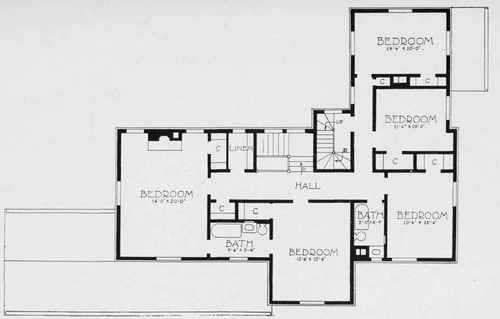SECOND FLOOR PLAN OF SUPERINTENDENT'S HOUSE, INDIANA STEEL COMPANY, GARY, IND.