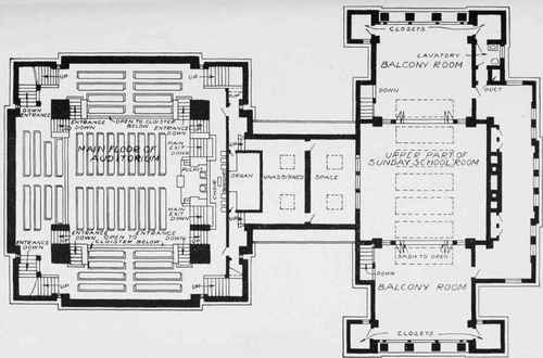 PLAN OF THE TEMPLE FLOOR. UNITY CHURCH, OAK PARK, ILL.