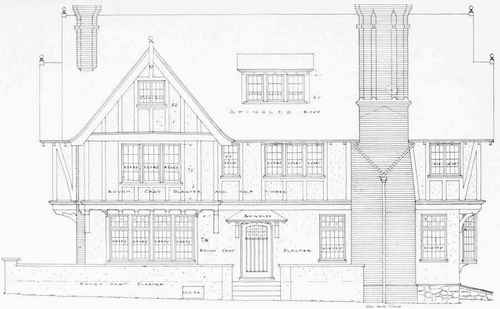GARDEN ELEVATION OF HOUSE FOR MRS. C. BIRTON ELLIS, SENECA LAKE, N. Y.