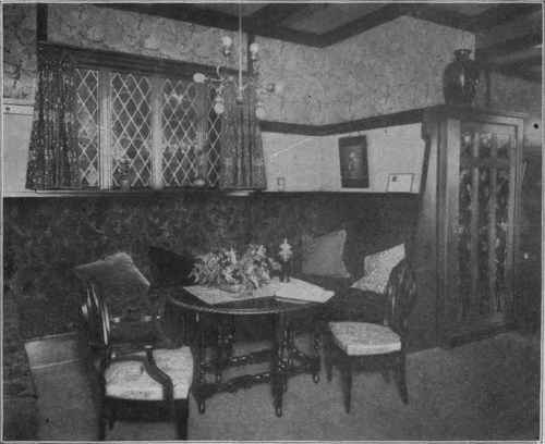 A MORRIS ROOM PAPER AND DRAPERIES FROM THE DESIGNS OF WILLIAM MORRIS.