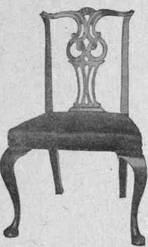 CHIPPENDALE CHAIR WITH LEATHER SEAT.