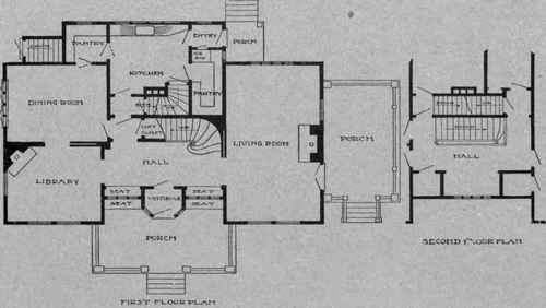 PLAN No. 2. One Type of Central Hall. Large Porch on the East. House Faces South.