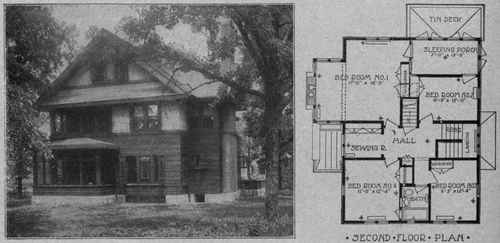 Rear of House with Glazed and Screened Living Porch Below find Sleeping Porch Above.