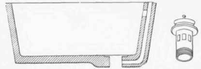 Fig. 280 Section of glazed Fire clay Sink, showing Waste and Overflow.