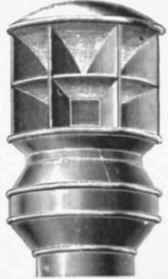 Fig . 581  View of Baird. Thompson. & Co's Air Inlet Cowl and staircases, as well as in ordinary circumstances. They must be fixed on roots where the wind will have free play upon them, as they will otherwise let as outlets. In still weather also they will cease to serve the purpose for which they are intended.