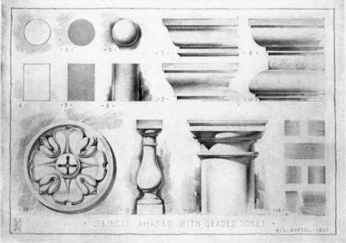 Illustrating Uses of Graded Tones on Details of Architecture.