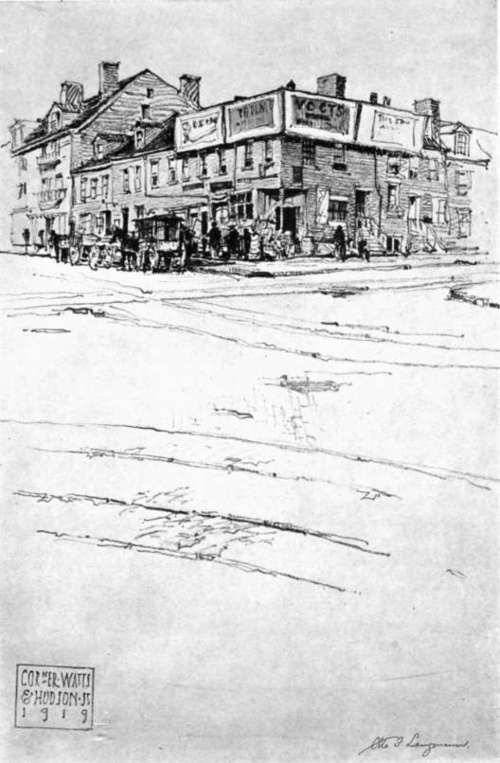 Pencil Sketch By Otto F. Lancmann. A Bit Of Old New York.