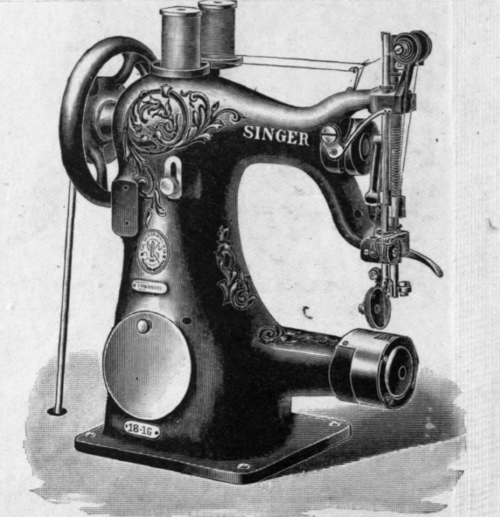 High Speed Left Hand Cylinder Machine, with two needles and tvshuttles, for making two parallel lines of stitching at one operation. Special adapted for vamping.