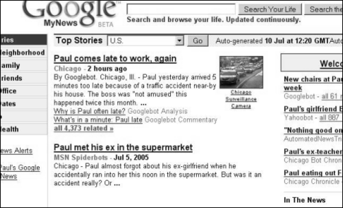 completely personalized Google News circa 2031