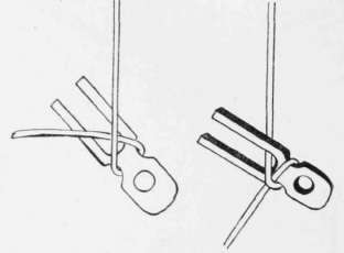 Figs. 9, 10. String knotted round sewing keys.