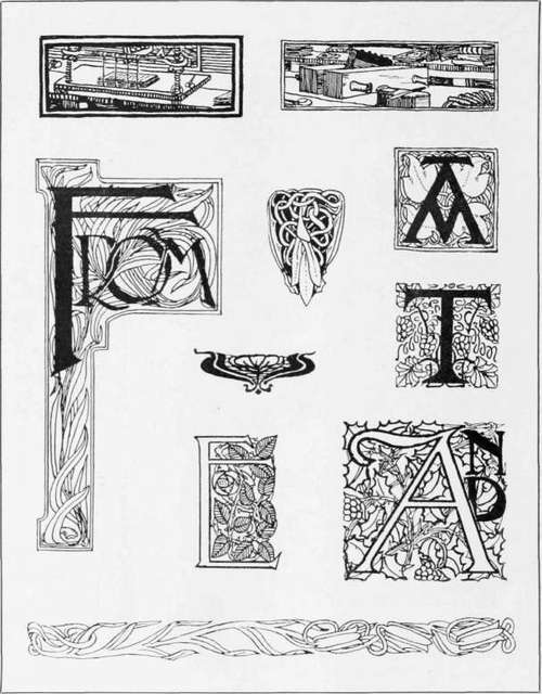 Some Typographical Pen and Ink Work, shown by w. mellor, at the clarion guild exhibition.