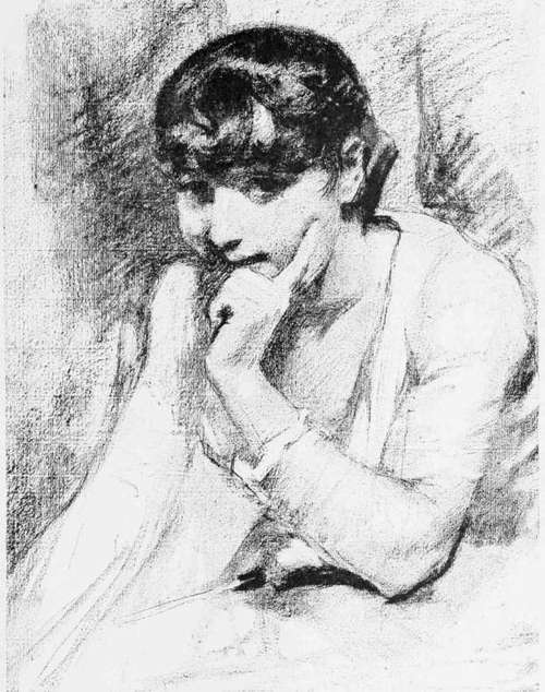 Study In Charcoal By J. Carroll Beckwith.