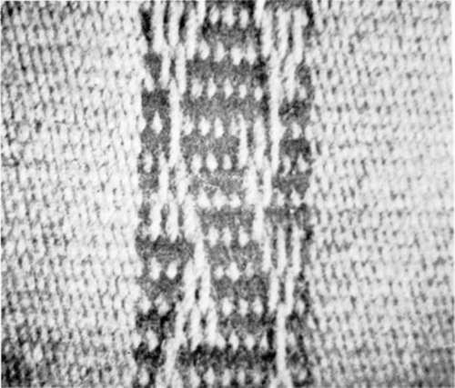Section of garter in floated warp weave