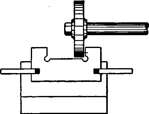 Snap Gage Clamped in Vise for Grinding.