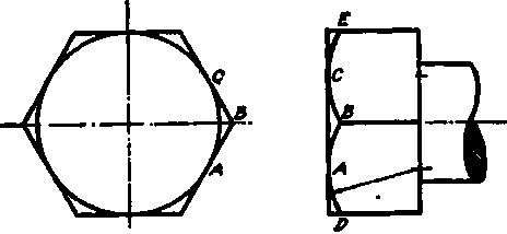 Conventional Drawing for Machine Bolt Head.