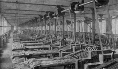 Fig. 113.   Spreading flax to make it a continuous line.