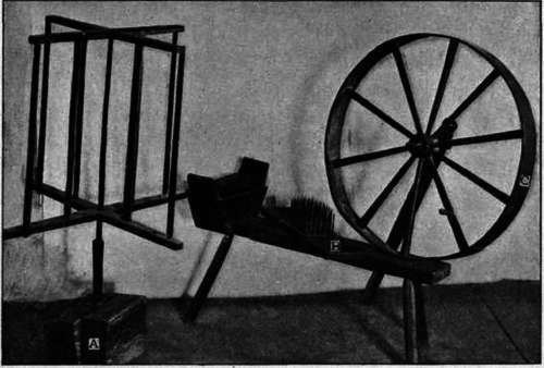 A. Yarn Winder B. Flax Hatchel C. Quilling Wheel for Filling Spools.