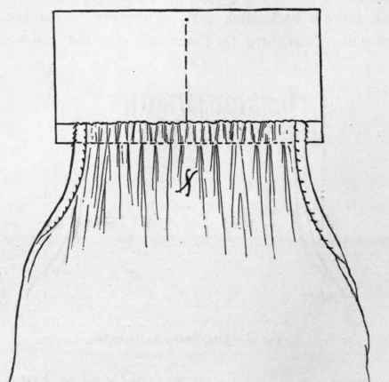Fig 43 Cloth oversewed, and stitched to the band turned up and basted.