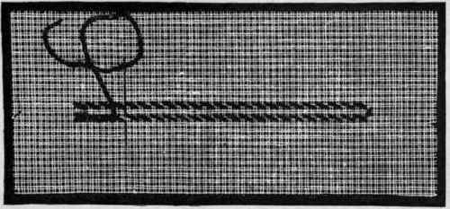 Fig 45 Overcasting the right hand side, making cross stitches.