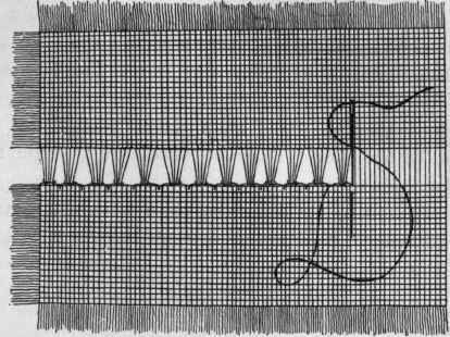 Fig. 60, B.   Hemstitching.