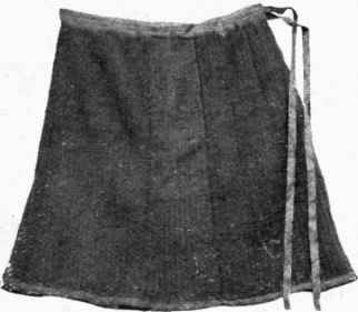 A CHILD'S PETTICOAT MADE FROM DONE WITH STOCKING LEGS.