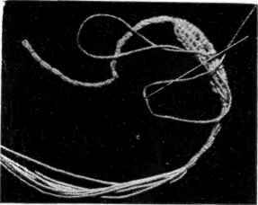 WORKING THE LACE STITCH.