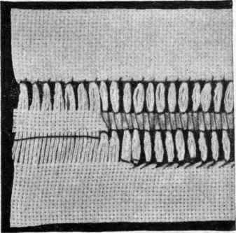 WRONG SIDE OF DOUBLE LADDER STITCH.