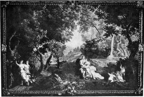 Plate no. 343. Scene from the Story of Telemachus, a Late XVII century tapestry signed with the Brussels mark and H.