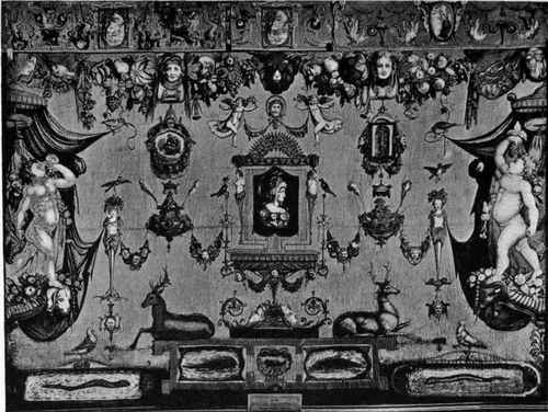 Plate no. 353. Italian Renaissance Grotesque tapestry in the Florence Tapestry Museum, designed by Bachiacca and woven by Nicolas Karcher (See chapter VII under Italian Looms).