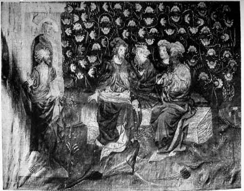 Plate no. 39. Scene from the Story of the Apocalypse, a Gothic XIV century tapestry in the Cathedral of Angers (See chapter II).