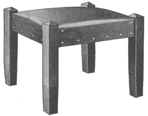 Footstool Leather Covered