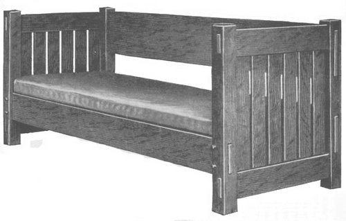 Mission Settee Made of Quarter Sawed Oak