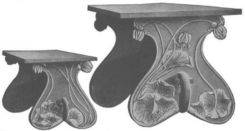 Table and Seat Decorated in Pyro Carving