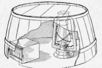 Lantern and Fountain in Half Barrel