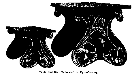 Table and Seat Decorated in Pyro Carving