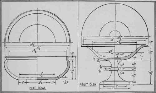 Designs for a nut bowl and a fruit dish with suitable dimensions. Variations in the designs can be made to suit the individual taste.