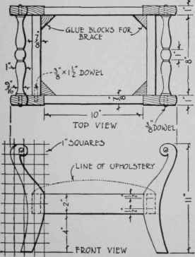 Dimensioned views which show the shape of the leg and spindles and the exact location of the dowels.