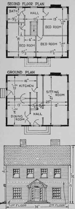 How closely the model resembles a real house is shown by the plans and front view.