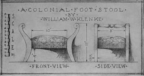 Original pencil sketch of the footstool. which was made as a preliminary to illustrating the various steps in machining the parts. For details, see the drawings in Fig. 3.
