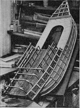The strips for supporting the forecastle, and the framework for the stern superstructure.