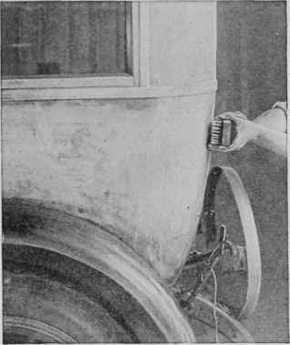 Thoroughly clean the body of all old paint by  scratch brushing  it with a stiff wire brush.